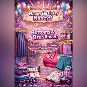 Bottoms & Bras Activewear show!! LIVE with birthday girl Nancy @heavenlyhangers